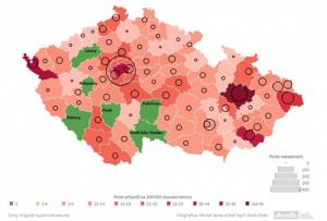 Mapa výskytu potvrzené infekce